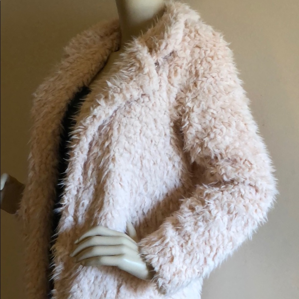 Last 1! BLUSH FAUX FUZZY PLUSH OPEN COAT! - Picture 7 of 8